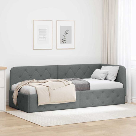 Vidaxl hoekbedframe donkergrijs 80 x 200 cm stof