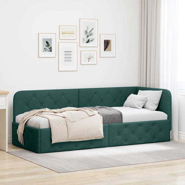 Vidaxl hoekbedframe donkergroen 80 x 200 cm stof