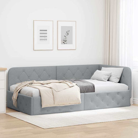 Vidaxl hoekbedframe lichtgrijs 90 x 190 cm stof