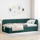 Vidaxl hoekbedframe donkergroen 90 x 190 cm stof