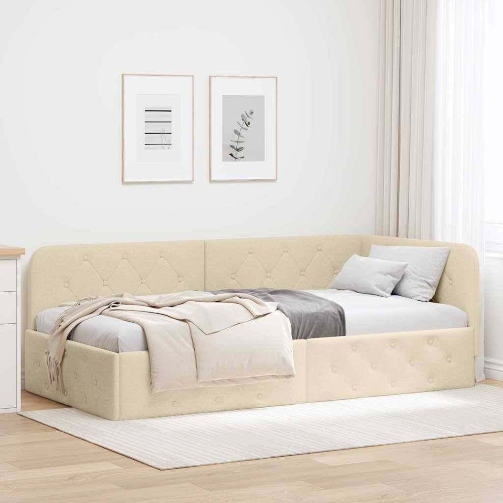 Vidaxl hoekbedframe crème 90 x 190 cm stof