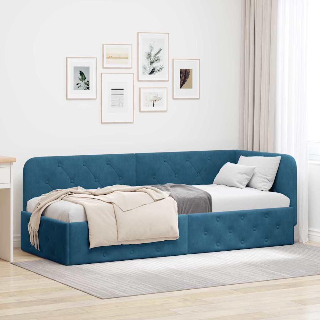 Vidaxl hoekbedframe blauw 80 x 200 cm fluweel