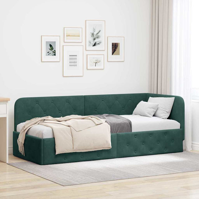 Vidaxl hoekbedframe donkergroen 80 x 200 cm fluweel