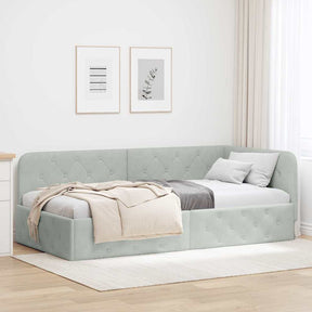 Vidaxl hoekbedframe lichtgrijs 90 x 190 cm fluweel