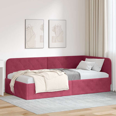 Vidaxl hoekbedframe wijnrood 90 x 200 cm fluweel