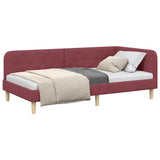 Vidaxl hoekbedframe wijnrood 90 x 190 cm stof