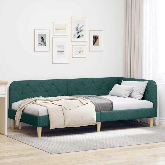 Vidaxl hoekbedframe donkergroen 90 x 190 cm stof