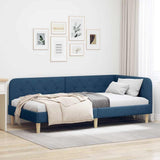 Vidaxl hoekbedframe blauw 90 x 190 cm stof