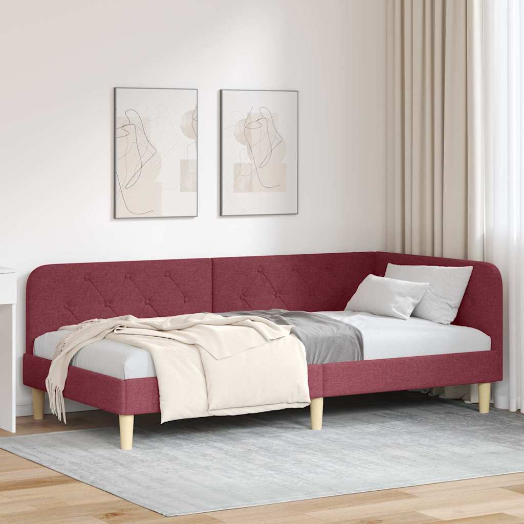 Vidaxl hoekbedframe wijnrood 90 x 200 cm stof