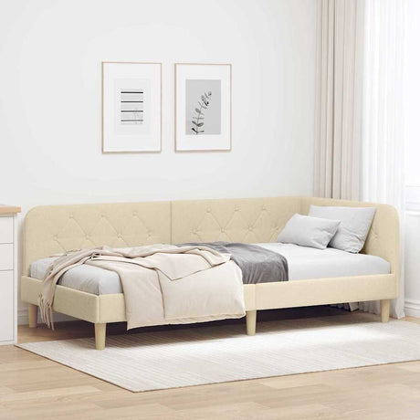 Vidaxl hoekbedframe crème 90 x 200 cm stof