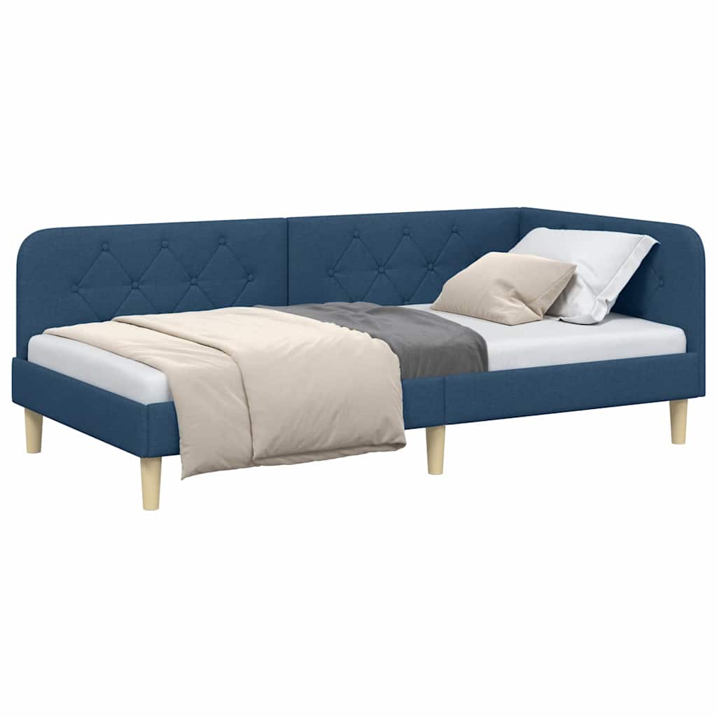 Vidaxl hoekbedframe blauw 90 x 200 cm stof