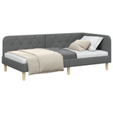 Vidaxl hoekbedframe donkergrijs 100 x 200 cm stof
