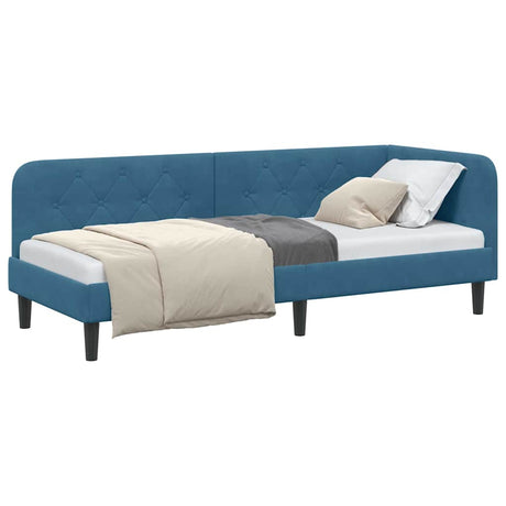 Vidaxl hoekbedframe blauw 80 x 200 cm fluweel