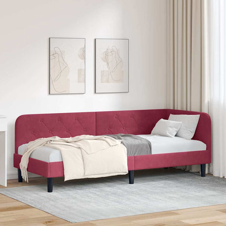 Vidaxl hoekbedframe wijnrood 80 x 200 cm fluweel