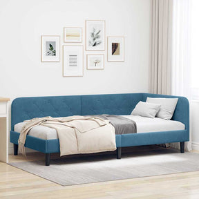 Vidaxl hoekbedframe blauw 90 x 190 cm fluweel