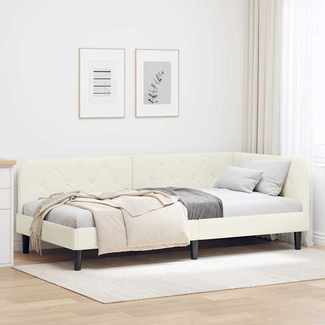 Vidaxl hoekbedframe crème 90 x 190 cm fluweel