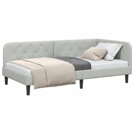 Vidaxl hoekbedframe lichtgrijs 90 x 200 cm fluweel