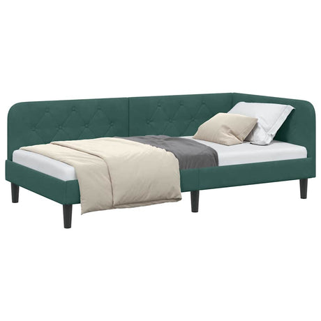 Vidaxl hoekbedframe donkergroen 90 x 200 cm fluweel