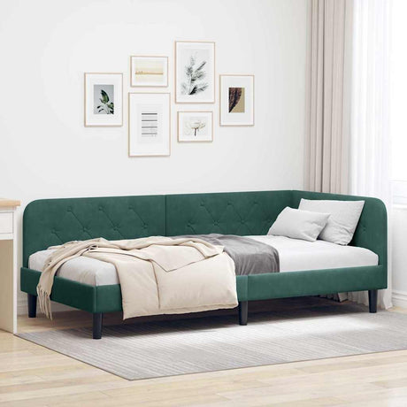 Vidaxl hoekbedframe donkergroen 100 x 200 cm fluweel