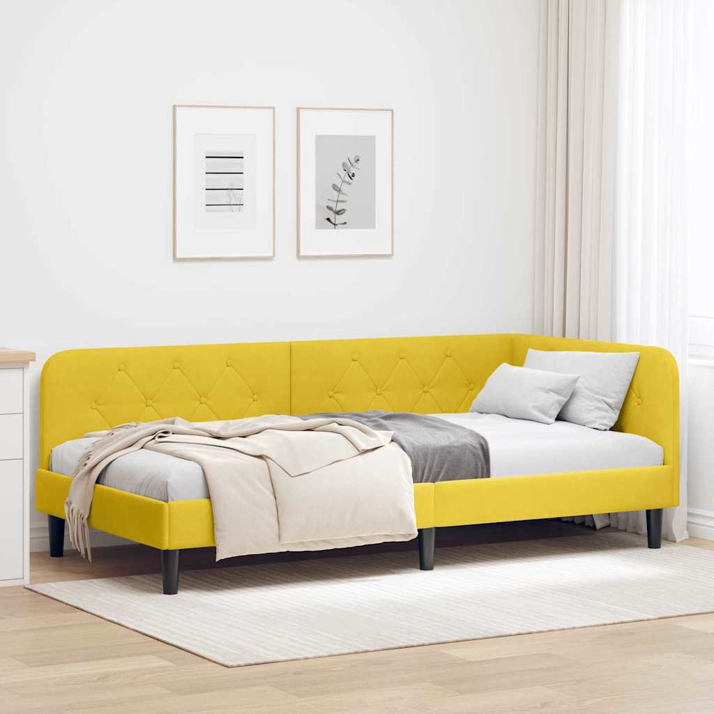 Vidaxl hoekbedframe geel 100 x 200 cm fluweel