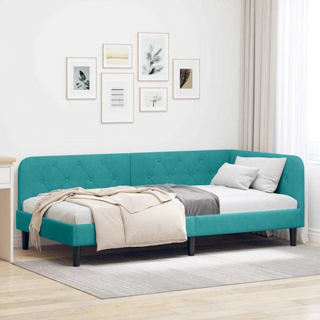 Vidaxl hoekbedframe turquoise 100 x 200 cm fluweel