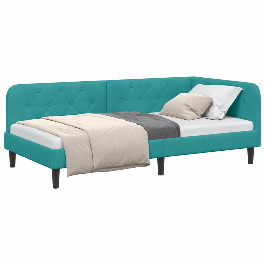 Vidaxl hoekbedframe turquoise 100 x 200 cm fluweel