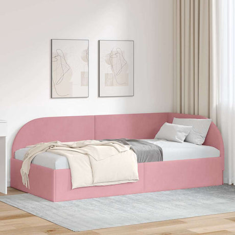 Vidaxl hoekbedframe roze 80 x 200 cm fluweel