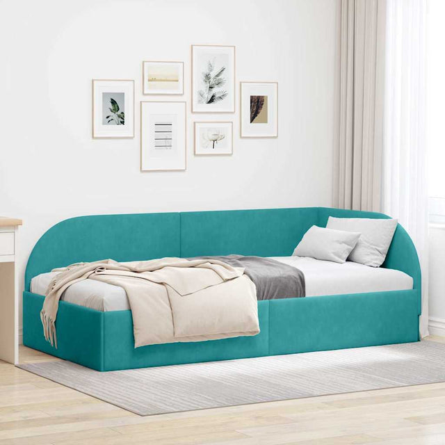 Vidaxl hoekbedframe turquoise 80 x 200 cm fluweel