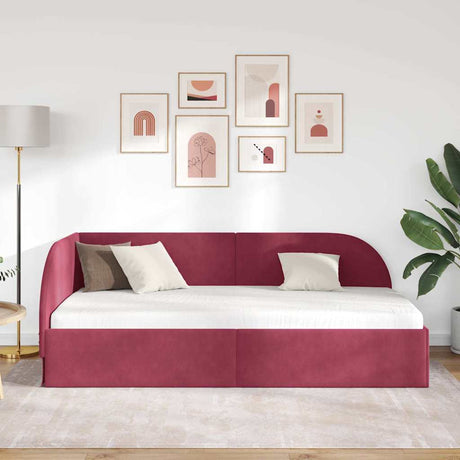 Vidaxl hoekbedframe wijnrood 90 x 190 cm fluweel