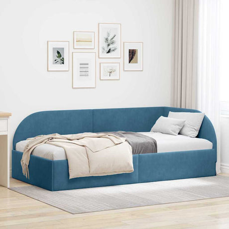 Vidaxl hoekbedframe met hoofdeinde blauw 90 cm x 200 cm fluweel
