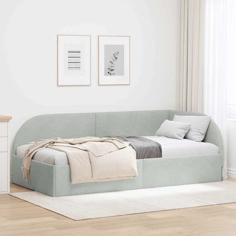Vidaxl hoekbedframe met hoofdeinde lichtgrijs 90 cm x 200 cm fluweel