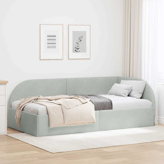 Vidaxl hoekbedframe lichtgrijs 90 x 200 cm fluweel