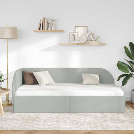 Vidaxl hoekbedframe met hoofdeinde lichtgrijs 90 cm x 200 cm fluweel