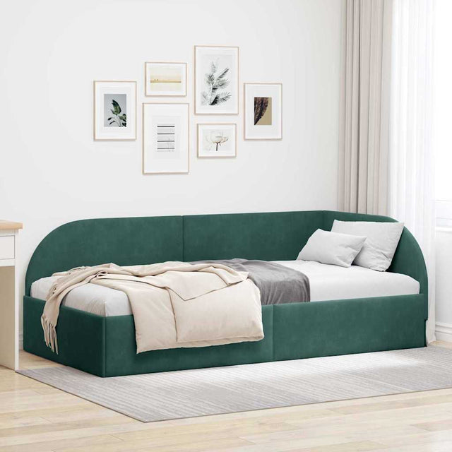 Vidaxl hoekbedframe donkergroen 90 x 200 cm fluweel