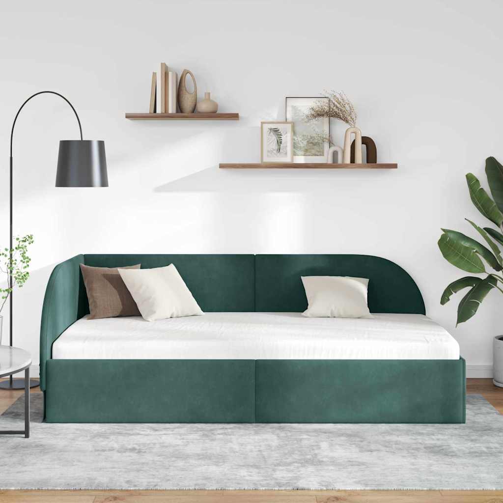 Vidaxl hoekbedframe donkergroen 90 x 200 cm fluweel