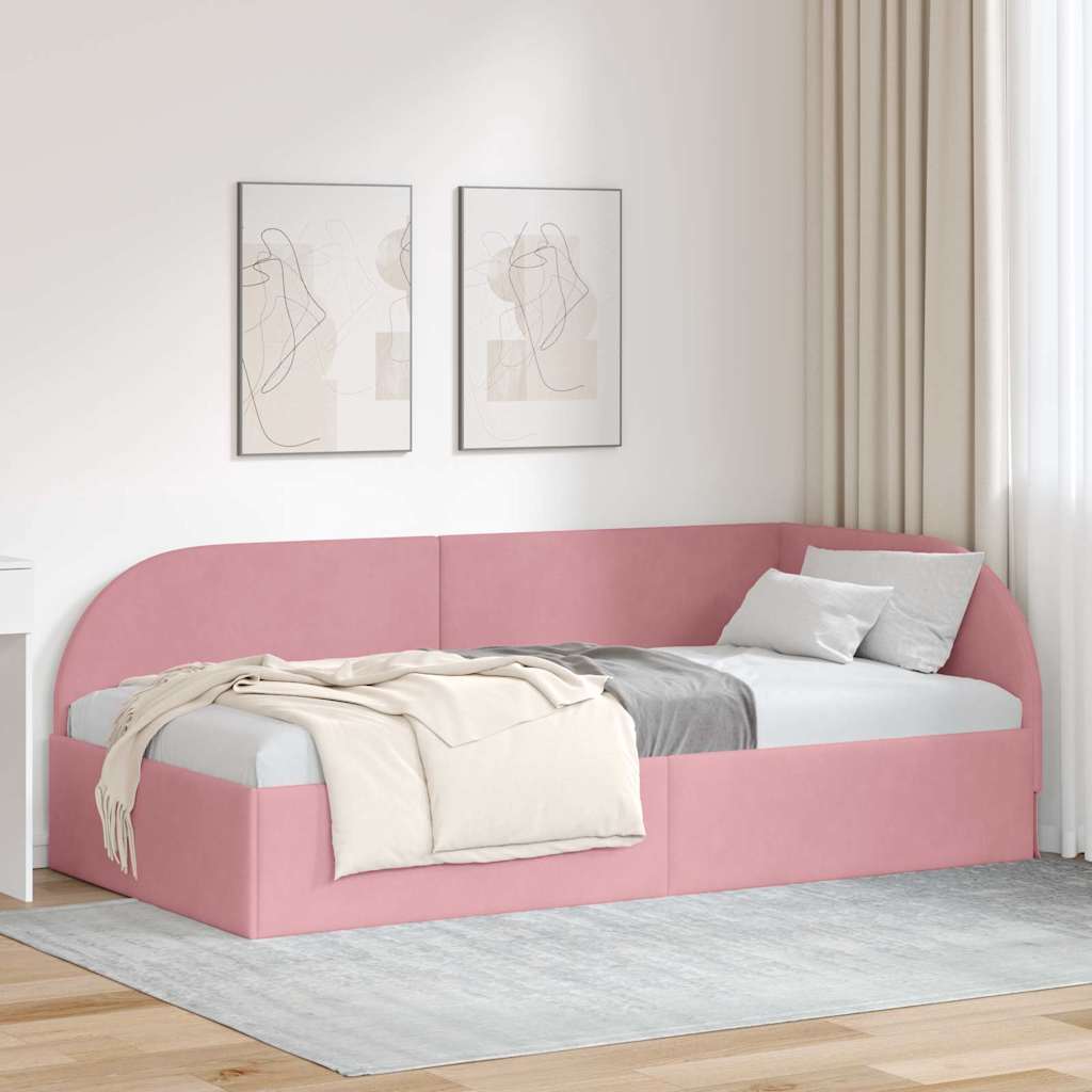 Vidaxl hoekbedframe roze 90 x 200 cm fluweel
