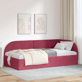 Vidaxl hoekbedframe wijnrood 90 x 200 cm fluweel