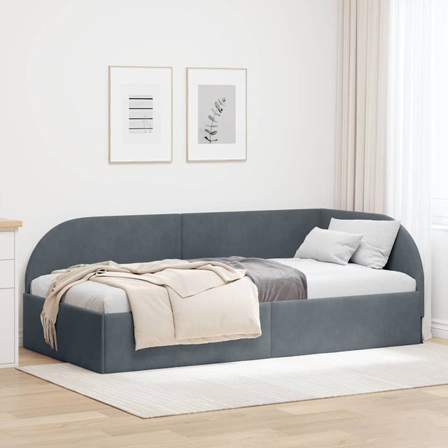 Vidaxl hoekbedframe donkergrijs 100 x 200 cm fluweel