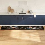 Vidaxl keuken vloerkleed zwart 300 x 60 cm fluweel