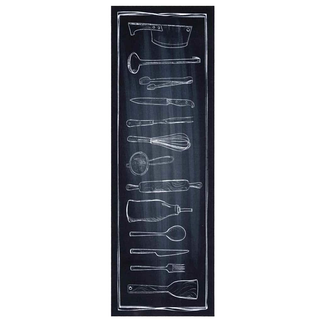 Vidaxl keuken vloerkleed zwart 180 x 60 cm fluweel