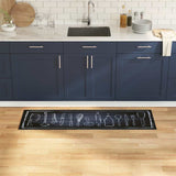 Vidaxl keuken vloerkleed zwart 150 x 45 cm fluweel