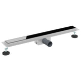 Vidaxl doucheafvoer met glazen deksel zwart 70 cm roestvrij staal 304