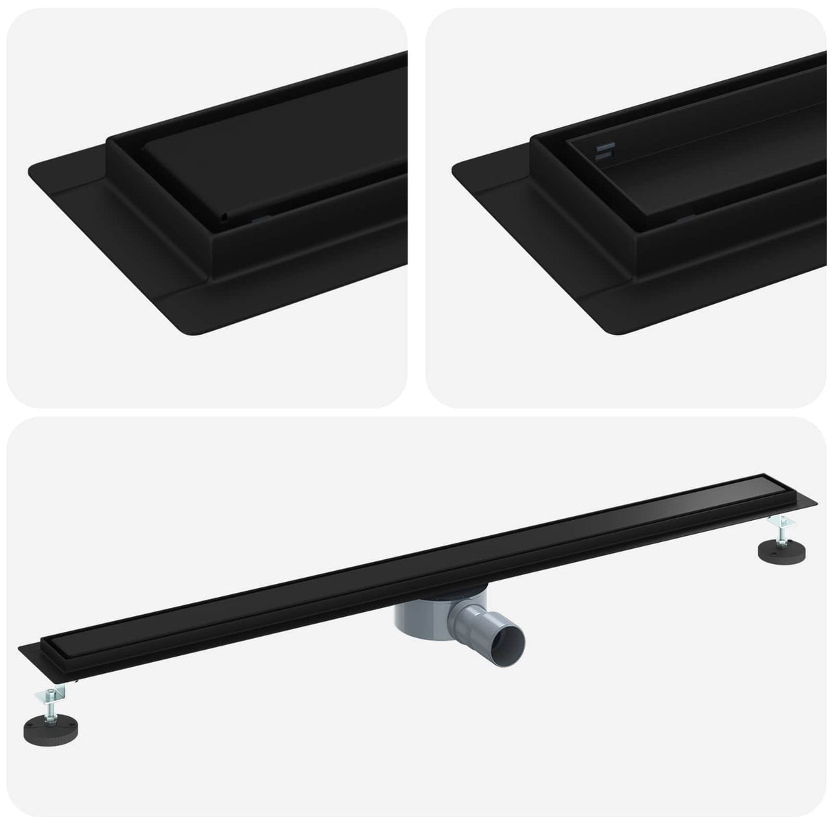 Vidaxl doucheafvoer 2-in-1 met 360° sifon zwart 100 cm