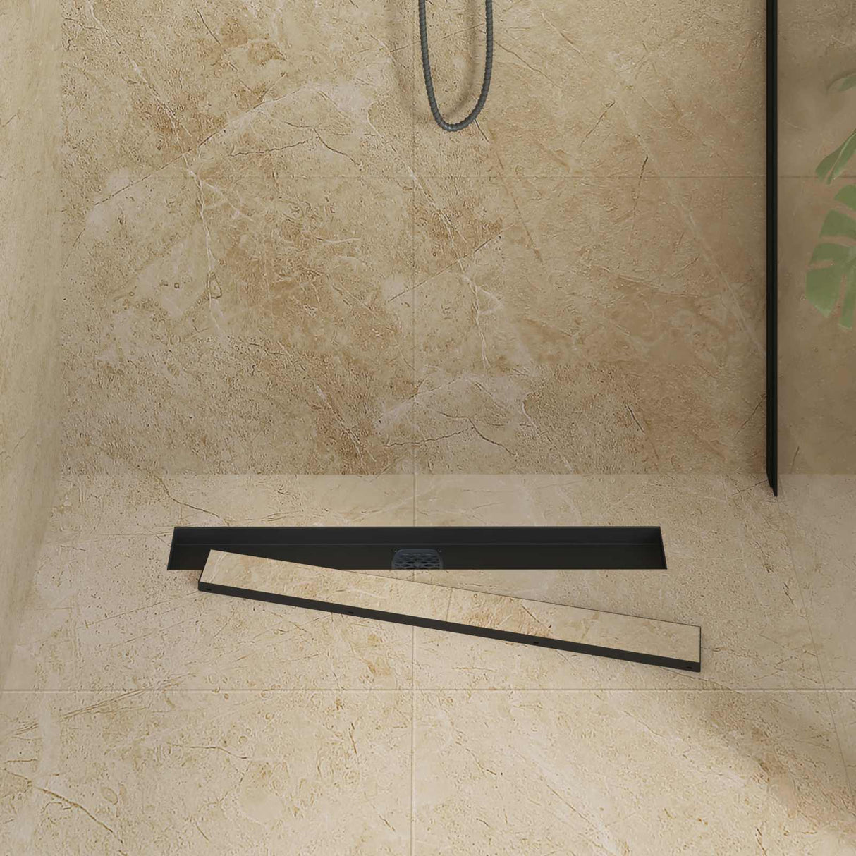 Vidaxl doucheafvoer 2-in-1 met 360° sifon zwart 70 cm