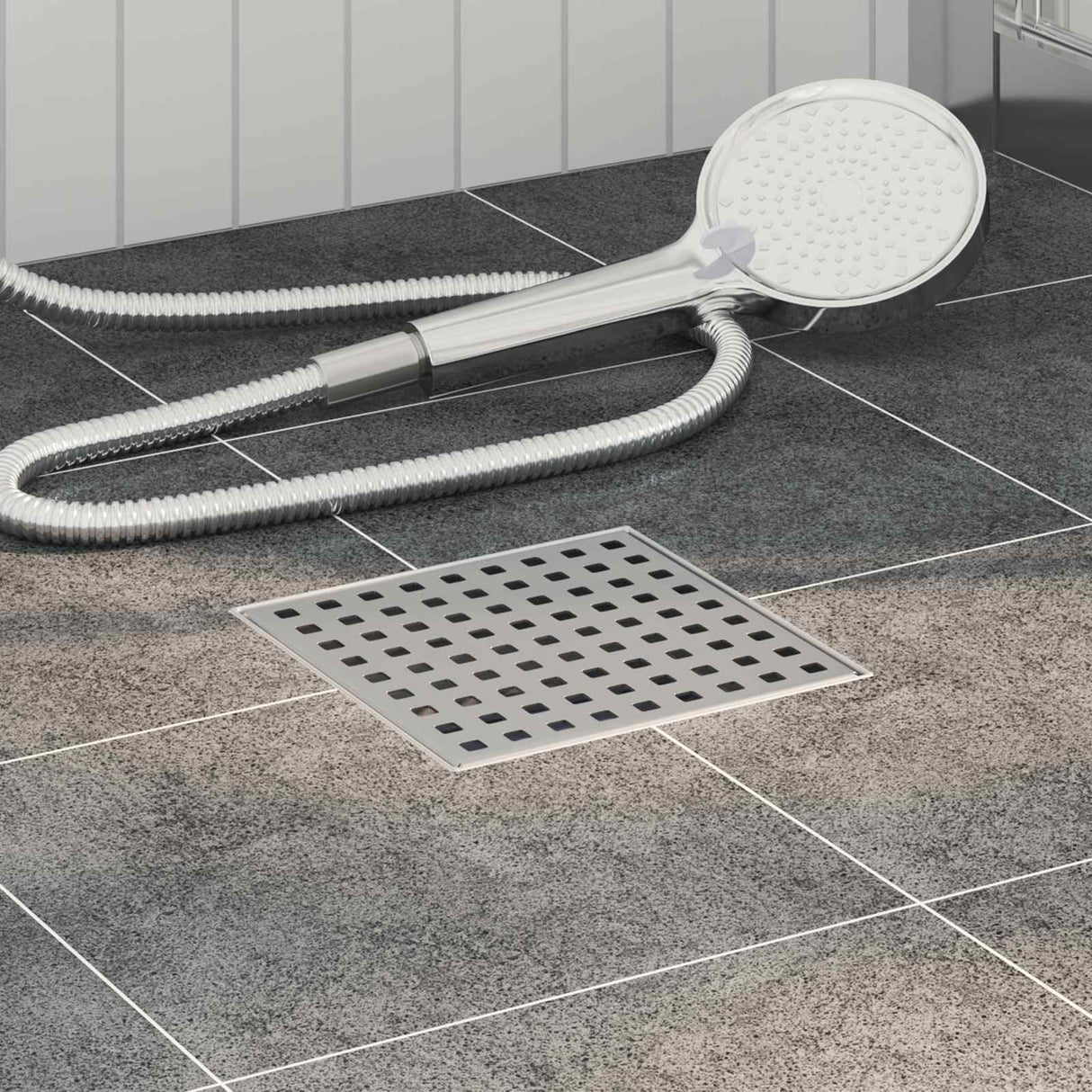 Vidaxl dot doucheafvoer zilver 15 x 15 cm roestvrij staal 304