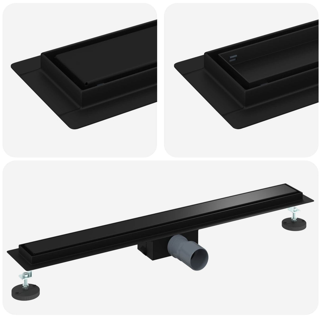 Vidaxl 2 in 1 doucheafvoer zwart 80 cm roestvrij staal 304