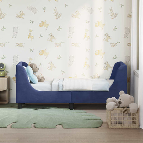 Vidaxl peuterbedframe met hoofdbord politieblauw 70 x 140 cm fluweel