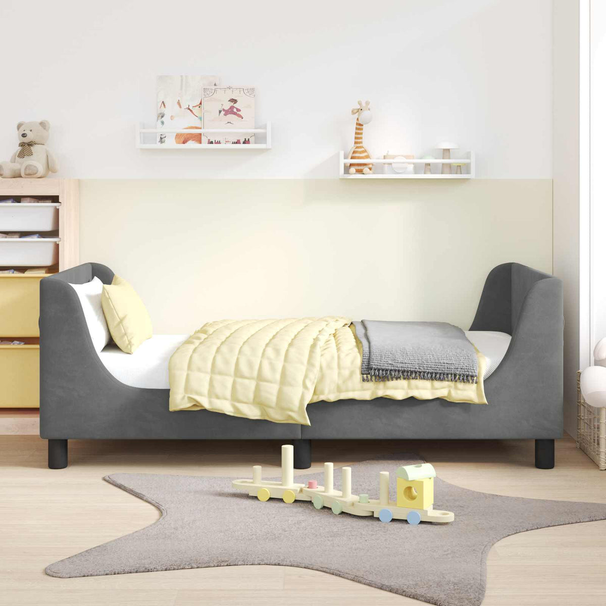 Vidaxl bedframe voor kinderen met hoofdbord donkergrijs 80 x 160 cm