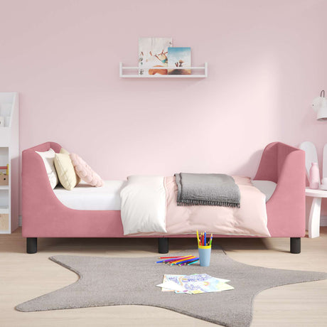 Vidaxl bedframe voor kinderen met hoofdbord roze 80 x 160 cm fluweel