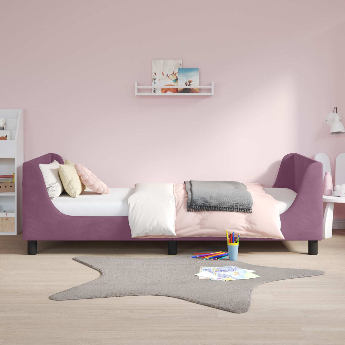 Vidaxl bedframe voor kinderen met hoofdbord paars 80 x 200 cm fluweel